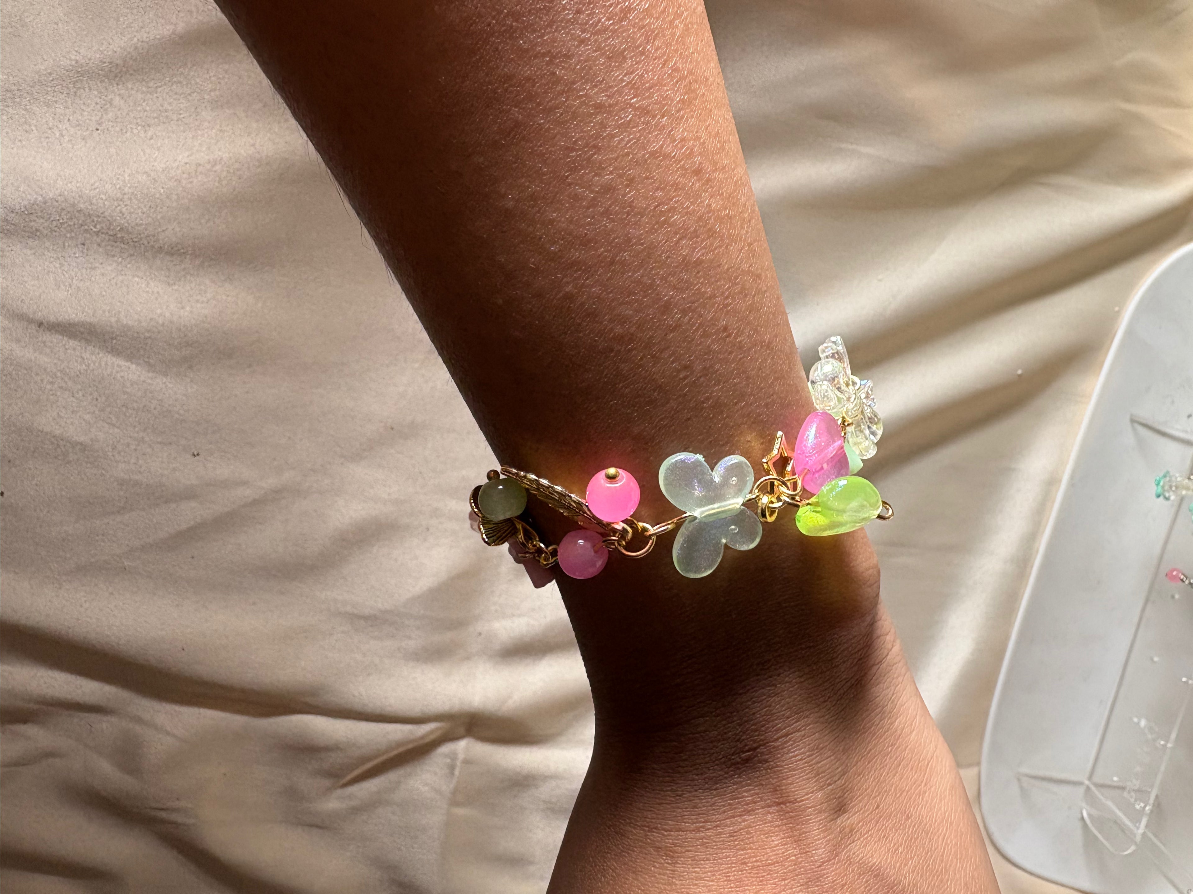 Pink garden charm Bracelet