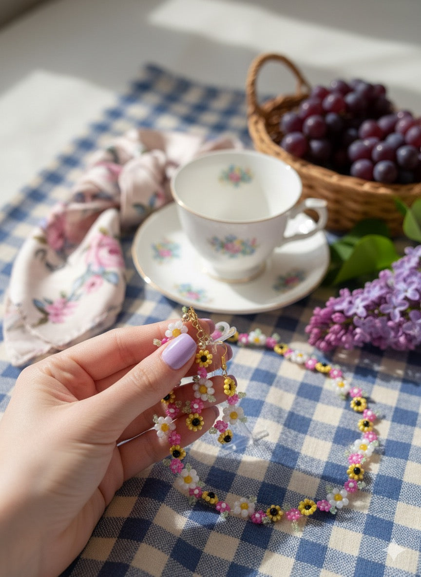 Flower Garden Necklace and Earings set.