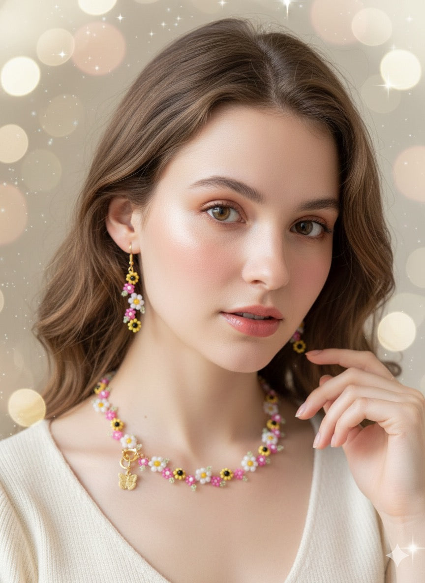 Flower Garden Necklace and Earings set.