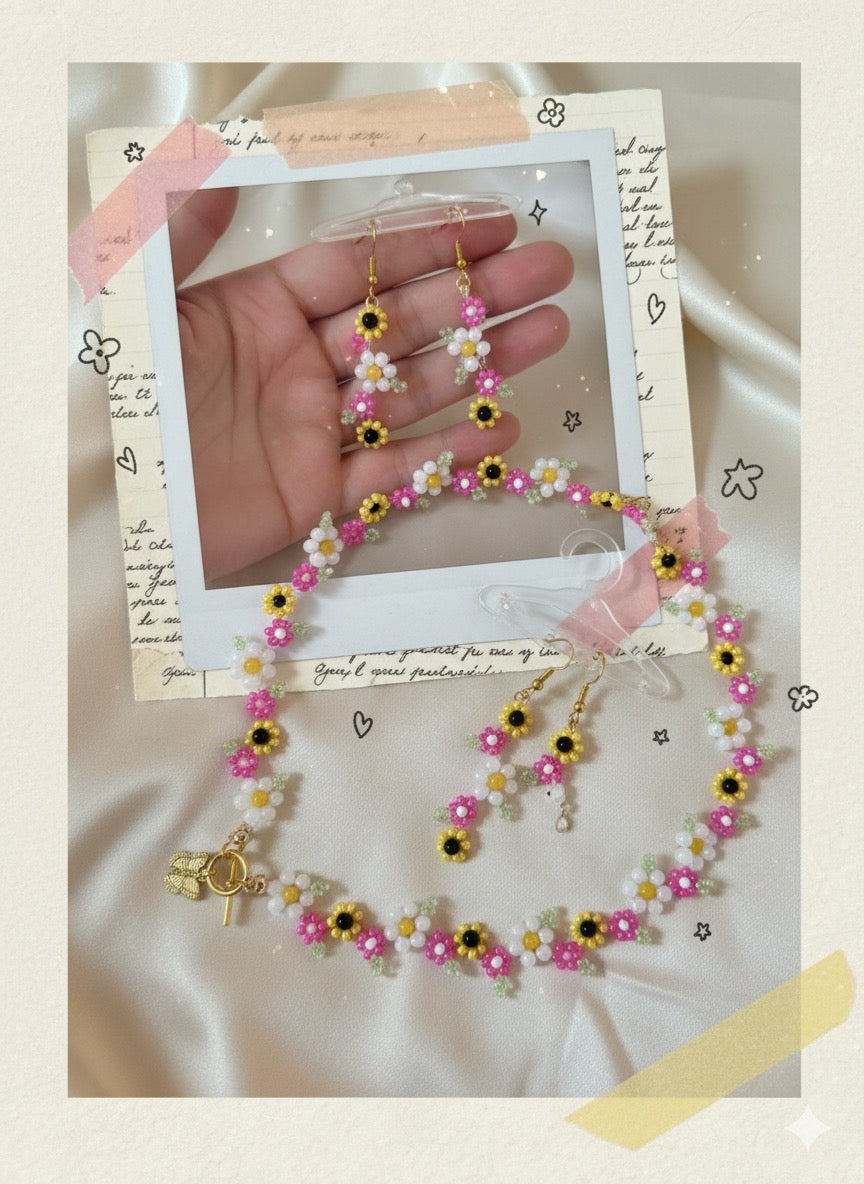 Flower Garden Necklace and Earings set.