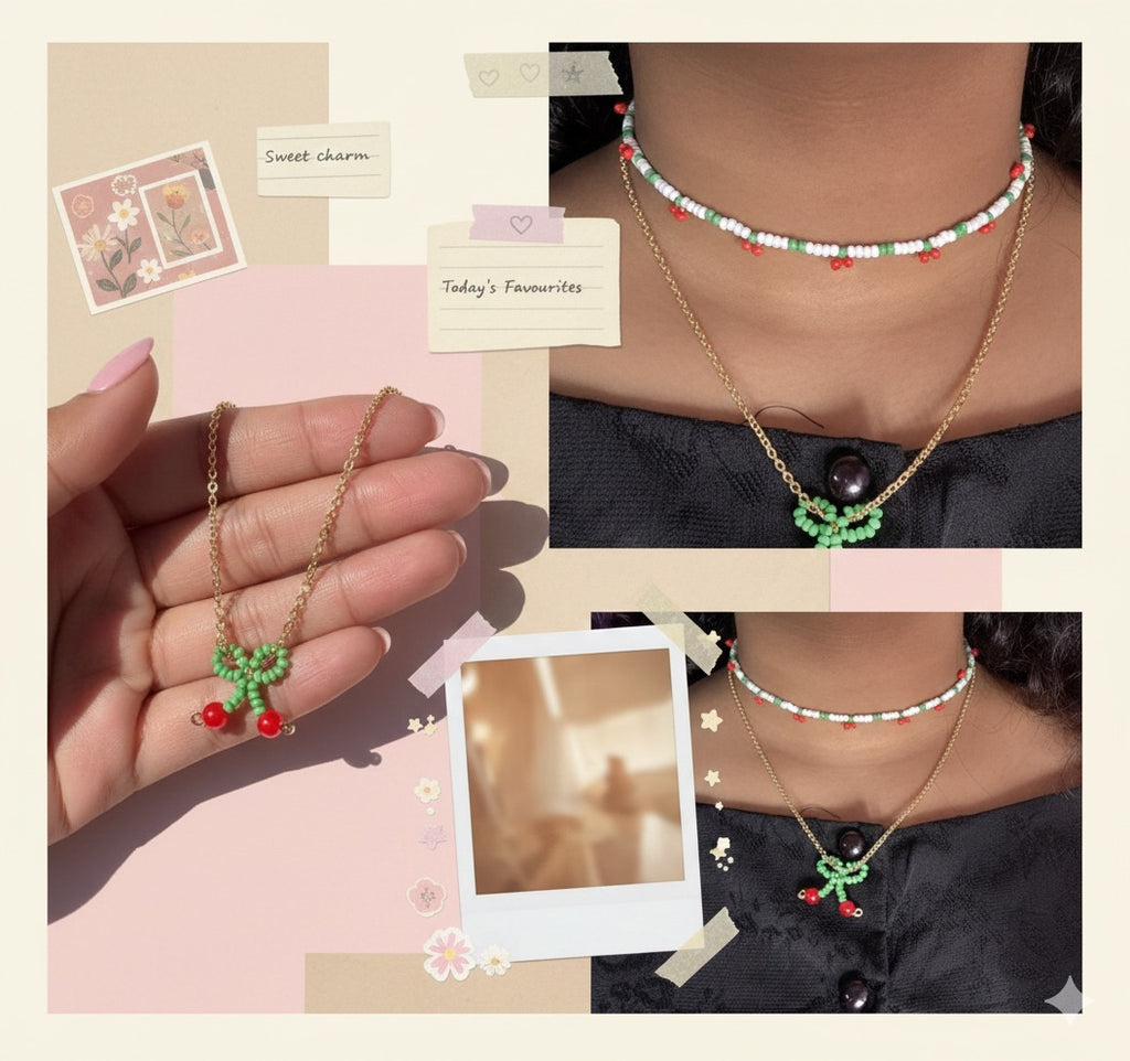 All about cherry (2 Necklace and earings set)