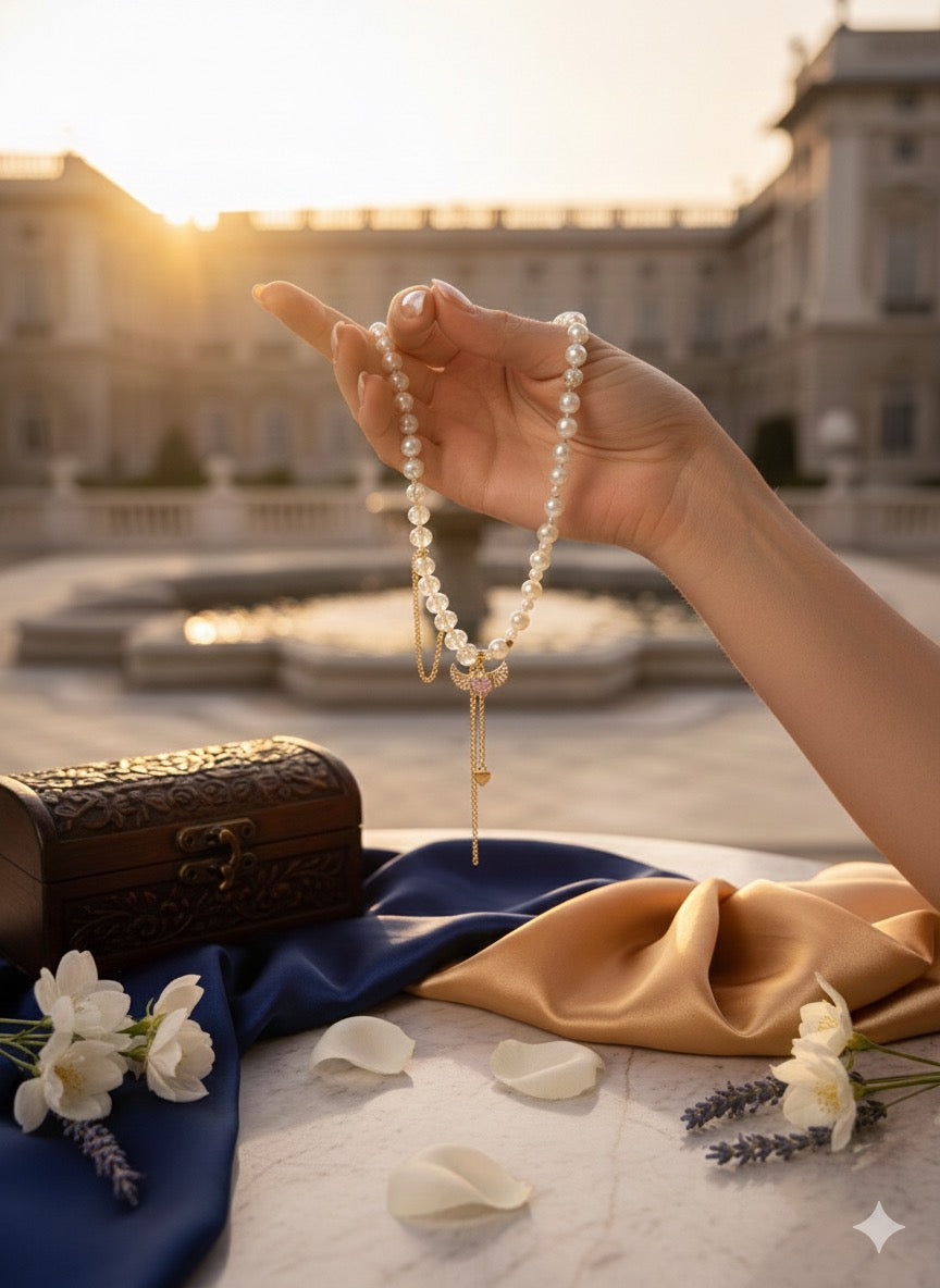 Wings Pearl Heart Necklace