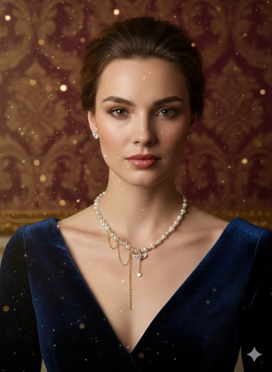 Wings Pearl Heart Necklace