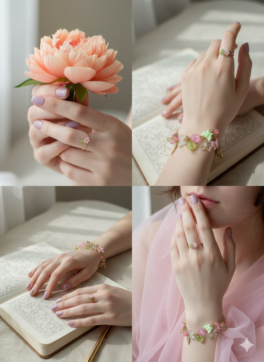 Pink garden charm Bracelet