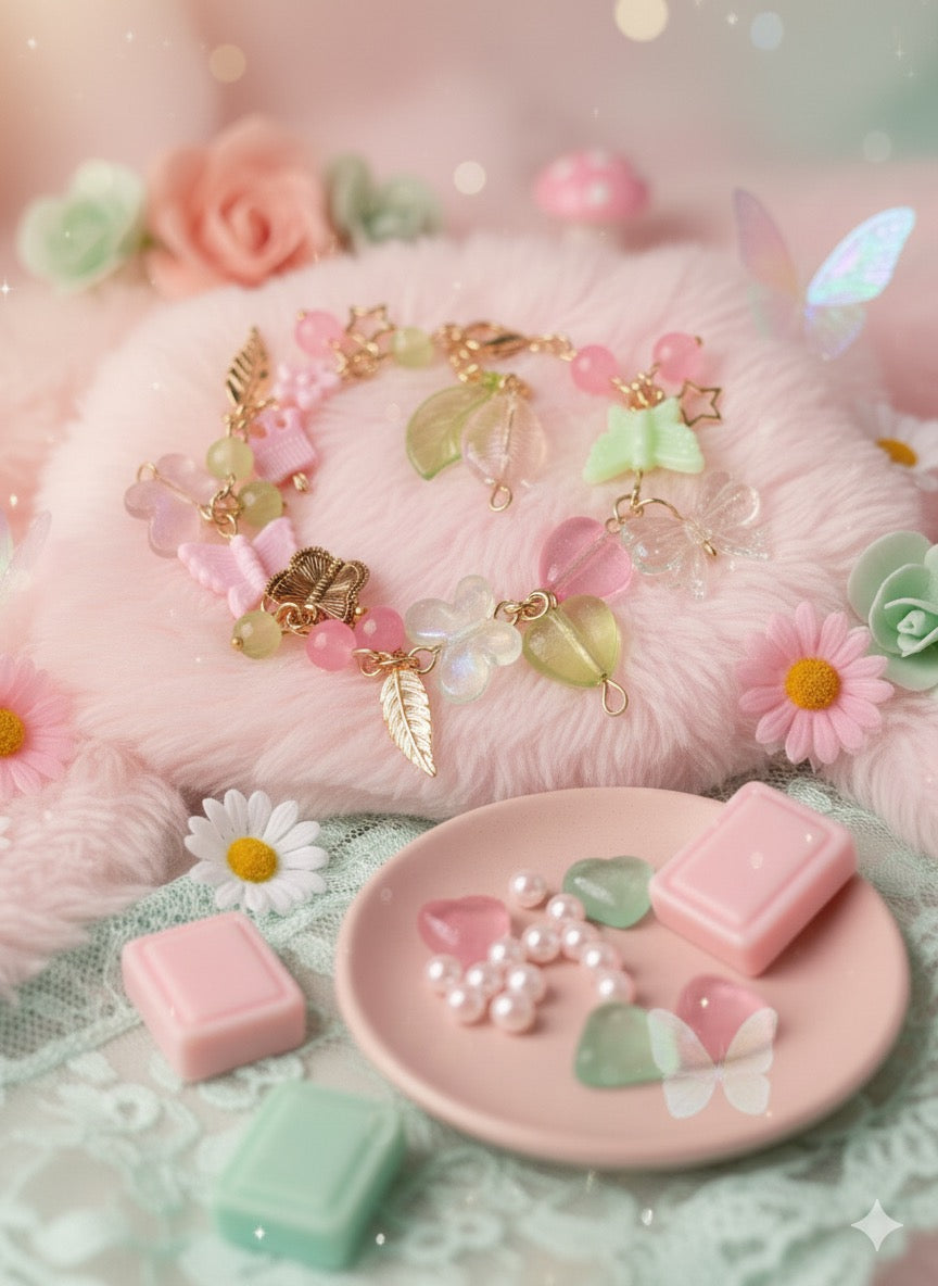 Pink garden charm Bracelet