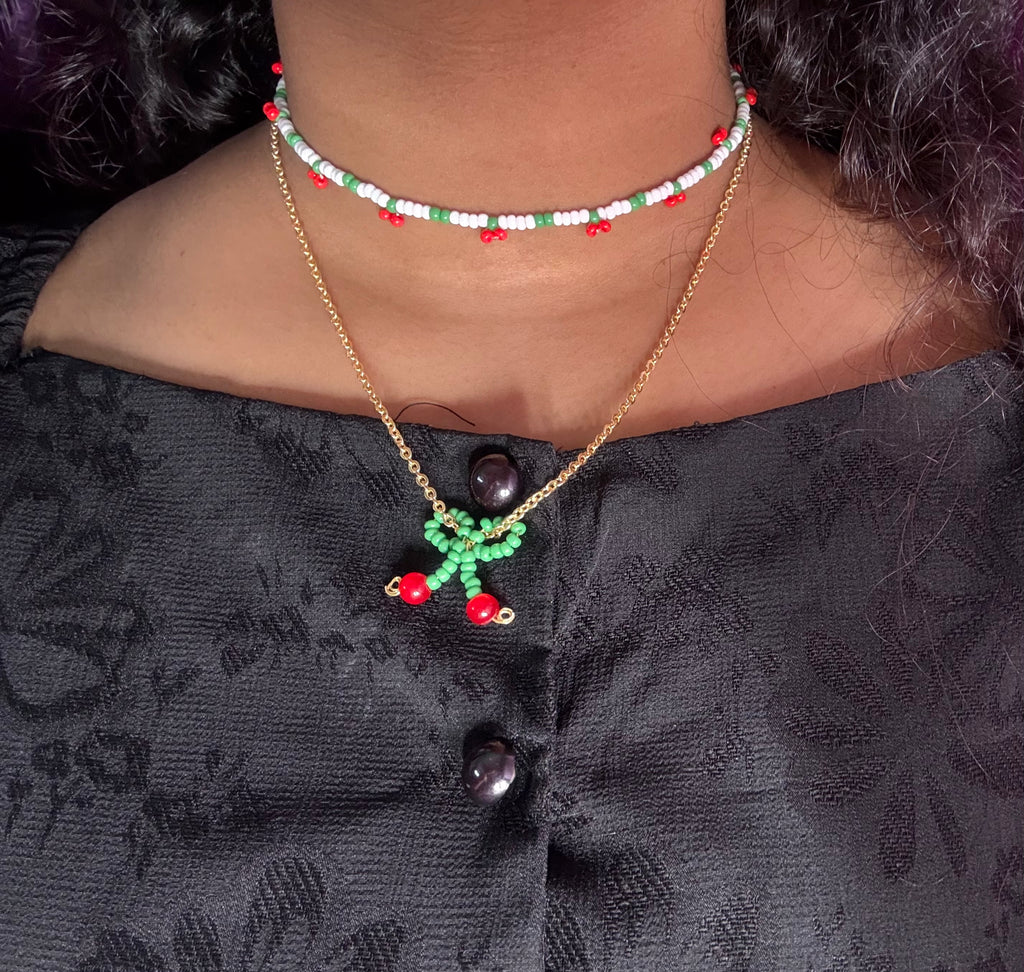 All about cherry (2 Necklace and earings set)